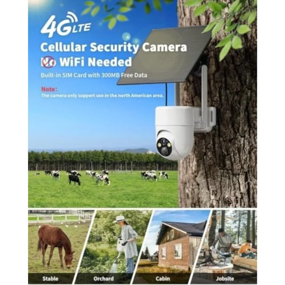 4G LTE Cellular Security Camera Outdoor Wireless for Home Security, Solar Camera
